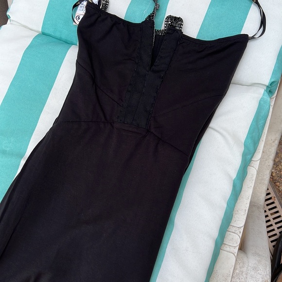 Sky Bandage Black Mini Dress with Jeweled Halter Neck Size S - Picture 11 of 12